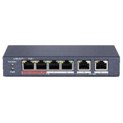 DS-3E0106P-E/M - switch 4x 100TX PoE, 2x 100TX uplink, 35W, Super PoE
