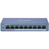 Hikvision DS-3E0109P-E/M(B)  Switch 8x 100TX PoE + 1x 100TX uplink, 65W, Super PoE Hardwarové funkce PoE porty: 8x 10/100Mbps RJ45 ports Uplink Port: 1x 10/100M Ethernet Port RJ45 Switching Capacity: 1,8Gbps Max. Forwarding Rate: 1.34Mpps Super PoE: podpora přenosu na vzdálelenost až 300m Forwarding Mode: Store-and-forward MAC Address Table: 2K PoE Standard: IEEE802.3af, IEEE802.3at PoE Power: max. 60W Max Port Power: 30W Ostatní parametry  Napájení: 48 VDC, 035A; napájecí zdroj v balení Spotřeba energie: max 65W Přepěťová ochrana: 6KV Pracovní teplota: 0°C - 40°C Pracovní vlhkost: 5% - 95% , non-condensing Hmotnost: 0.35kg Rozměry: 170 x 28 x 93 mm