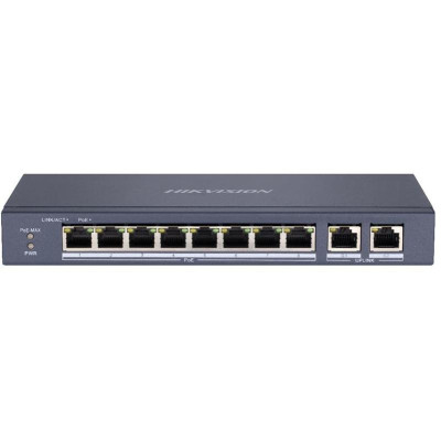DS-3E0310P-E/M - switch 8x 100TX PoE, 2x Gb uplink, 60W, Super PoE