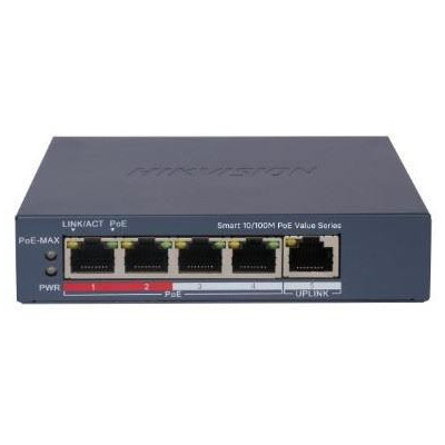 DS-3E1105P-EI/M - Smart managed switch 4x 100TX PoE + 1x 100TX uplink, 45W, Super PoE