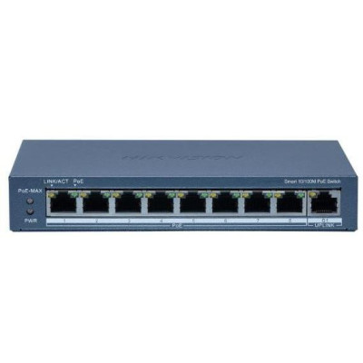 DS-3E1309P-EI(B) - Smart managed switch 8x 100TX PoE + 1x Gb uplink, 110W, Super PoE