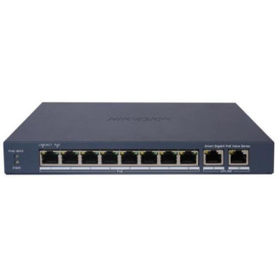 DS-3E1510P-EI - Smart managed switch 8x Gb PoE + 2x Gb Uplink RJ-45, 110W, Super PoE - dosah až 300m