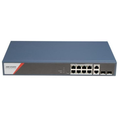 DS-3E1512HP-SI-8P2T2F - Smart managed switch 8x Gb PoE + 2xGb SFP Uplink + 2xGb RJ-45, 130W, Super PoE - dosah až 300m
