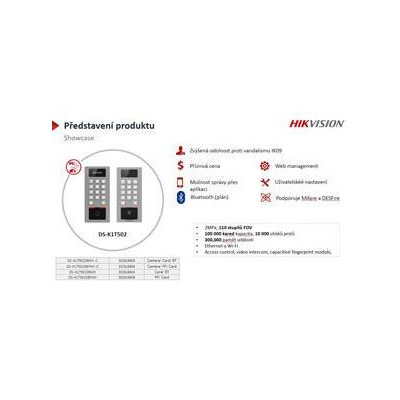 DS-K1T502DBFWX - IP interkom/vstupní terminál se čtečkou Mifare karet a otisků prstů