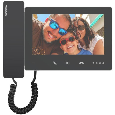 DS-KH7300EY-WTHE2 - 2-žilový HD 7“ dotykový Wi-Fi monitor se sluchátkem, černý