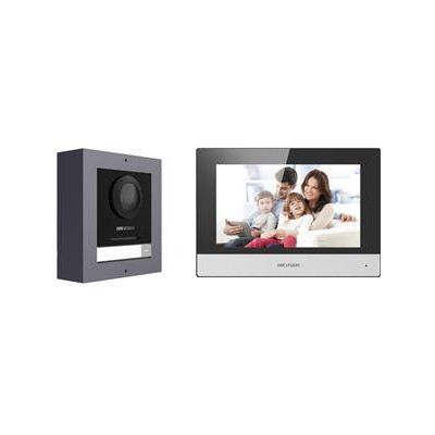 DS-KIS602(B) - Kit IP videotelefonu, bytový monitor + dveřní stanice + switch + microSD