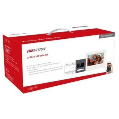 DS-KIS704EY/Aluminum - Kit videotelefonu s intuitivním průvodcem instalací, 2-drát HD, bytový monitor+dveřní stanice+zdroj