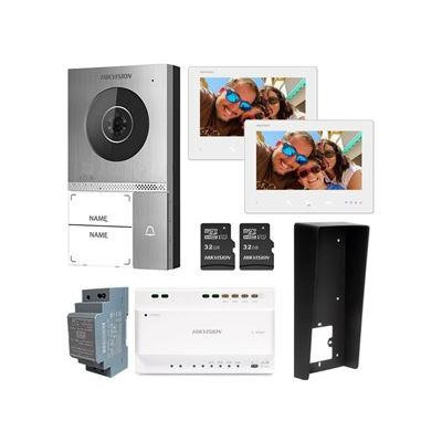 DS-KIS705EY/2Monitors - Přednastavený kit videotelefonu, 2-drát HD, 2x bytový monitor+dveřní stanice+zdroj