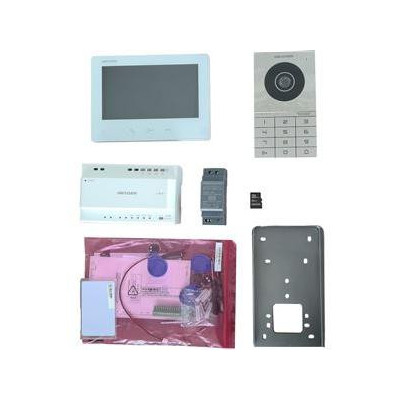DS-KIS706EY - Přednastavený kit videotelefonu, 2-drát HD, bytový monitor+dveřní stanice s klávesnicí+zdroj