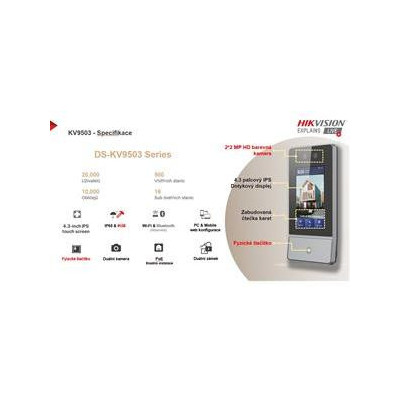 DS-KV9503-WBE1 - IP dveřní interkom s rozpoznáním obličeje; 4,3" displej; čtečka Mifare karet, Wi-Fi