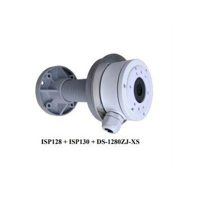 ISP130 + ISP128 + příslušenství - konzole s redukcí pro montáž kamer na zateplené fasády, hloubka fasády 100-130mm