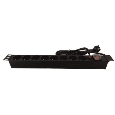 PDU_8_19 - Napájecí panel, 2,25m, 19", 8x230V,1U, vypínač, přepěťová ochrana