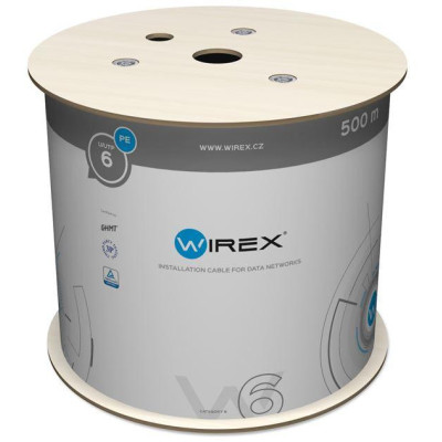 WIC-6-U-PE-50-BL - WIREX Instalační kabel CAT6 U/UTP PE 500m cívka černý
