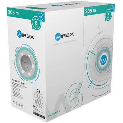 WIC-6-U-PEC-30-GY - WIREX Instalační kabel CAT6 U/UTP PVC / ECA 305m box šedý