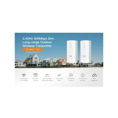 WI-CPE111-KIT V3 - Sada bezdrátového pojítka 2,4GHz; 2km; 300Mbps; 24V passive PoE napájení