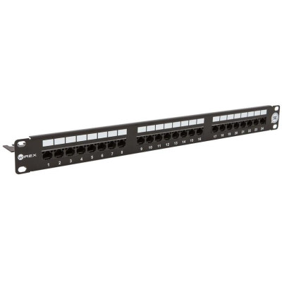 WPP-5-U-24-1-BL - WIREX 19" Patch panel CAT5E UTP 24xRJ45 1U s vyvazovací lištou