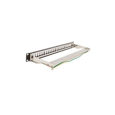 WPP-6A-S-24-1-BL - WIREX 19" Patch panel modulární CAT6A STP pro 24x keystone 1U s vyvazovací lištou