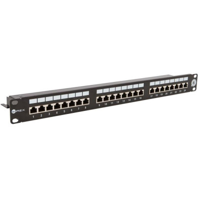 WPP-6-S-24-1-BL - WIREX 19" Patch panel CAT6 STP 24xRJ45 1U s vyvazovací lištou