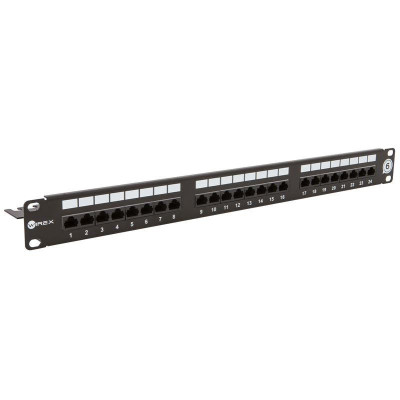 WPP-6-U-24-1-BL - WIREX 19" Patch panel CAT6 UTP 24xRJ45 1U s vyvazovací lištou