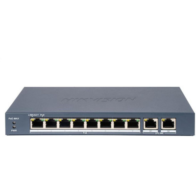 DS-3E0310P-E/M(B) - Switch 8x 100TX PoE, 2x Gb uplink, 80W, Super PoE