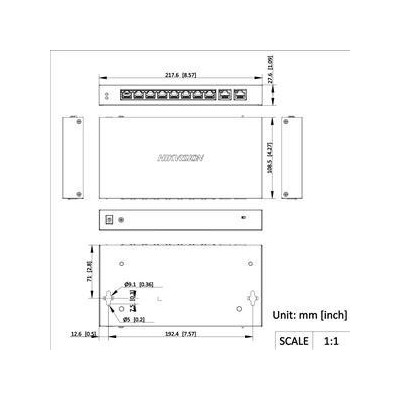 DS-3E0310P-E/M(B) - Switch 8x 100TX PoE, 2x Gb uplink, 80W, Super PoE