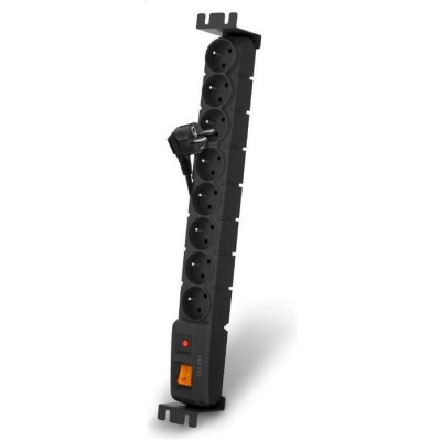 ACAR+VANA-S8 - Napájecí panel ACAR S8 FA RACK, přepěťová ochrana, 8 zásuvek, rack 19'', černá 3m