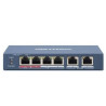 DS-3E1106HP-EI - Smart switch 1x 100TX HI-PoE + 3x 100TX PoE, 2x 100TX uplink, 60W, Super PoE