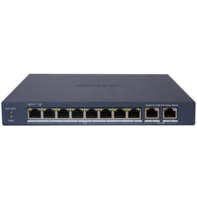 DS-3E1310P-EI/M - Smart managed switch 8x 100TX PoE + 2x Gb uplink, 60W, Super PoE
