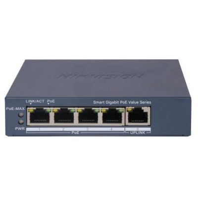 DS-3E1505P-EI/M - SMART switch 4 x Gb PoE port, 1x Gb RJ-45 port, 45W
