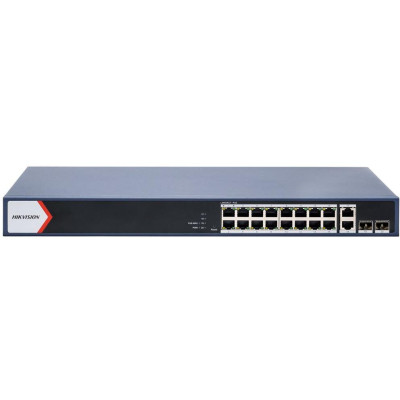 DS-3E1520P-EI - Smart managed switch 16x Gb PoE + 2x Gb Uplink RJ-45 + 2x Gb SFP, 230W, Super PoE až 300m
