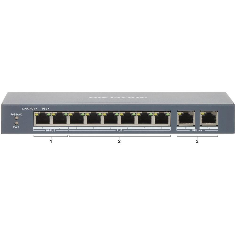 DS-3E1310HP-EI - Smart switch 8x100Mbps PoE (2xHi-PoE) + 2x Gb, 110W, dosah až 300m, IP40 DS-3E1310HP-EI - Smart switch 8x100Mbps PoE (2xHi-PoE) + 2x Gb, 110W, dosah až 300m, IP40