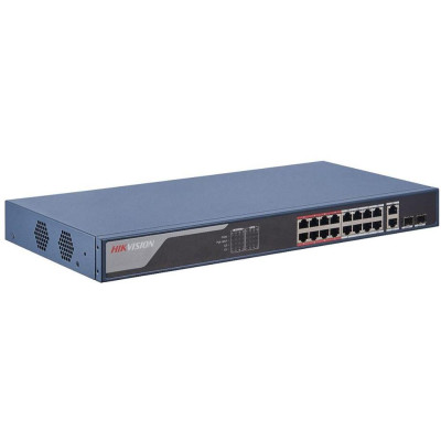 DS-3E1318P-EI V2 - Smart managed switch 16x100TX PoE + 2x Gb Uplink Combo port, 230W, Super PoE- dosah až 300m