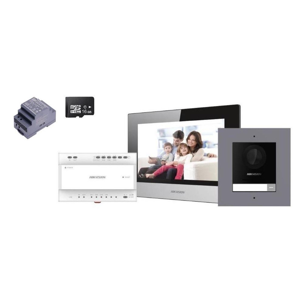 DS-KIS702EY - Kit videotelefonu s intuitivním průvodcem instalací, 2-drát, bytový monitor+ dveřní stanice + zdroj DS-KIS702EY - Kit videotelefonu s intuitivním průvodcem instalací, 2-drát, bytový monitor+ dveřní stanice + zdroj