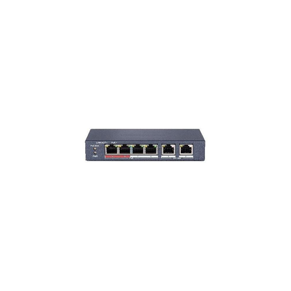DS-3E0106P-E/M - switch 4x 100TX PoE, 2x 100TX uplink, 35W, Super PoE