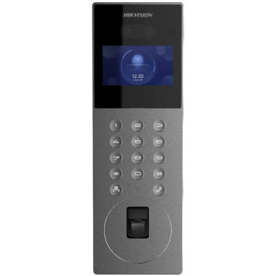 DS-KD9203-FE6 - IP dveřní interkom s rozpoznáním obličeje, 4,3" displej, čtečka Mifare karet a otisků prstů