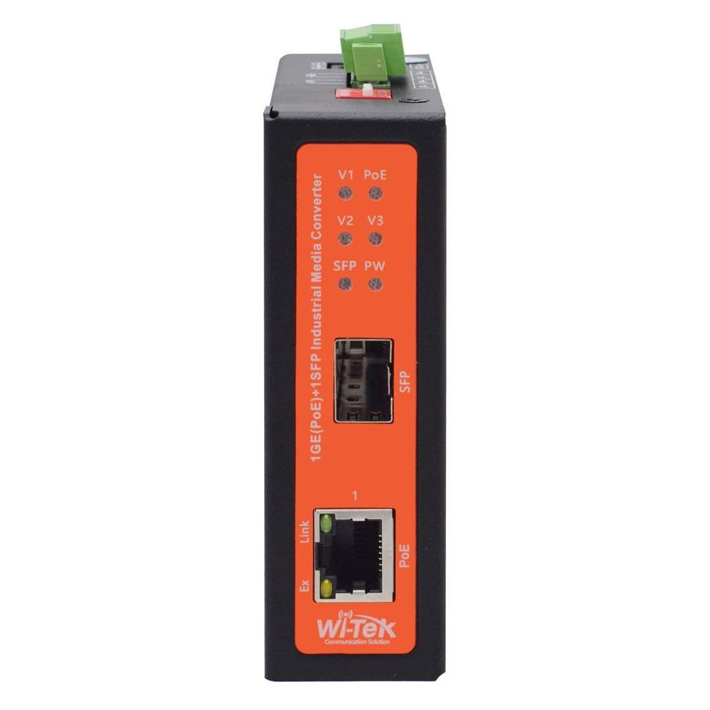 WI-PS302GF-I - 1GE + 1SFP Fiber HiPoE mediální konvertor, 60W