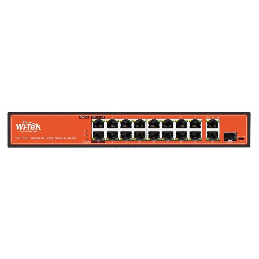 WI-PS518G V3 - 16FE + 1Combo SFP + 1GE HiPoE switch, 250m, 200W