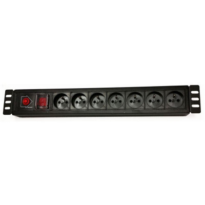 NAPPAN2237B - Napájecí panel 7 zásuvek 230V, vypínač, proud. ochrana 19'', kabel 3m