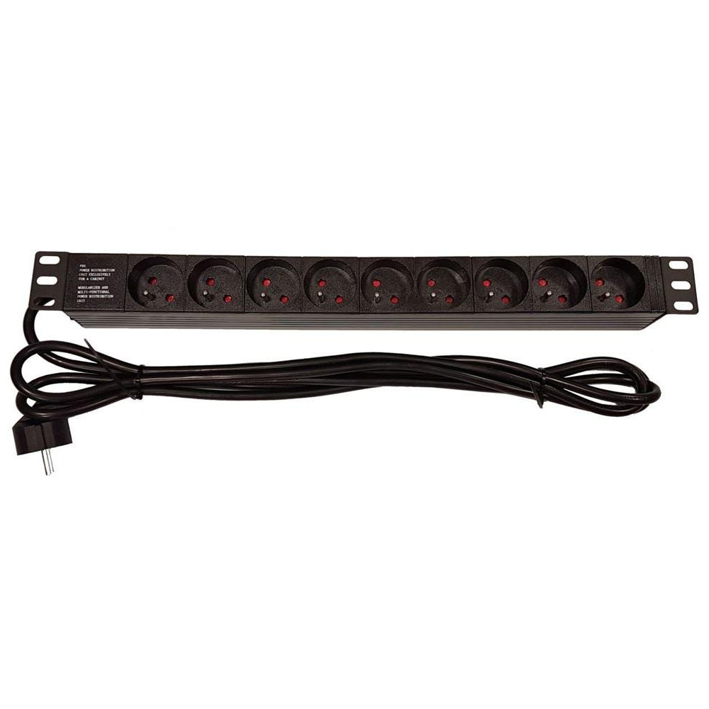 NAPPAN2260B - Napájecí panel 9 zásuvek 230V, 19'', 1U, kabel 3m NAPPAN2260B - Napájecí panel 9 zásuvek 230V, 19'', 1U, kabel 3m
