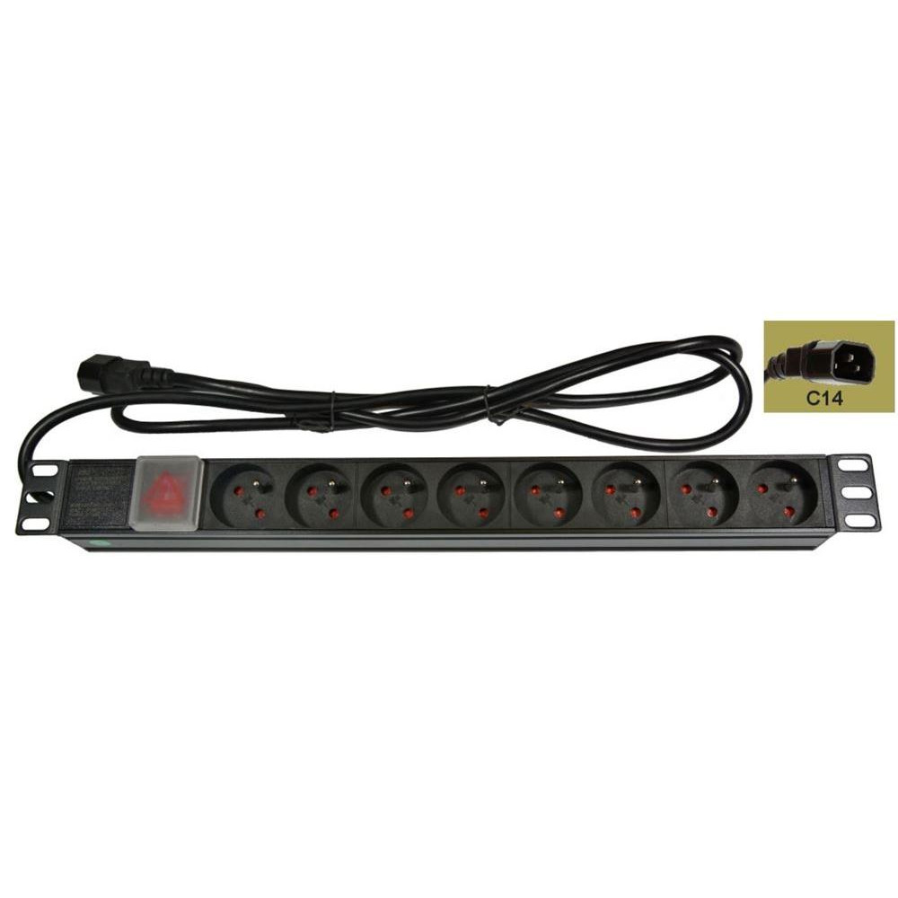 NAPPAN-C14 - Napájecí panel 8x230V-IEC320 C14, ČSN,vypínač s kontrolkou, rack 19'' 1U, kabel 1,8m NAPPAN-C14 - Napájecí panel 8x230V-IEC320 C14, ČSN,vypínač s kontrolkou, rack 19'' 1U, kabel 1,8m