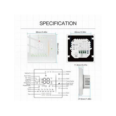 WHT-006-GB-BK-MS - Moes WiFi Smart termostat pro elektrické podlahové vytápění, černý