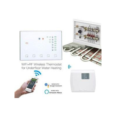 WRHT-8000-GA-WH-EN - Moes WiFi Smart termostat + RF přijímač pro vodní podlahové vytápění, bílý