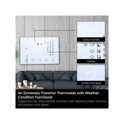 WRHT-8000-GB-WH-EN - Moes WiFi Smart termostat + RF přijímač pro elektrické podlahové vytápění, bílý
