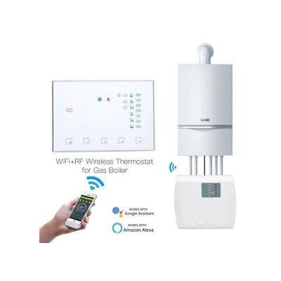 WRHT-8000-GC-WH-EN - Moes WiFi Smart termostat + RF přijímač pro elektrickým/plynový bojler, bílý