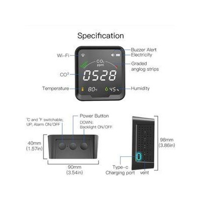 WSS-FB-CO2-U-MS - Smart WiFi detektor CO2, teploty a vlhkosti