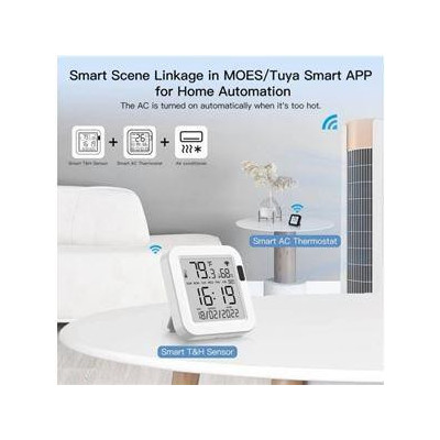 WSS-FL-TH16-WH-EN - Inteligentní senzor teploty a vlhkosti MOES WiFi s LCD obrazovkou