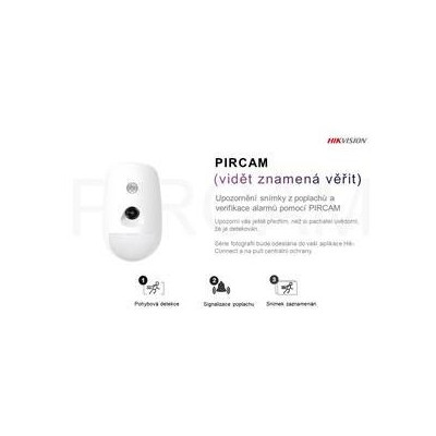 DS-PDPC12PF-EG2-WE(B) - AX PRO bezdrátový PIRCAM detektor, PET imunita do 30kg, dosah 12m, vějíř, LED přísvit