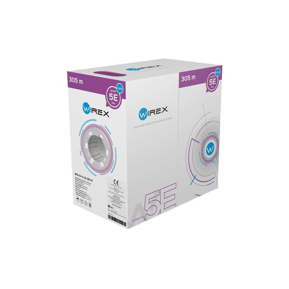 WIC-5-U-LD-30-VI - WIREX Instalační kabel CAT5E U/UTP LSOH / DCA 305m box fialový WIC-5-U-LD-30-VI - WIREX Instalační kabel CAT5E U/UTP LSOH / DCA 305m box fialový