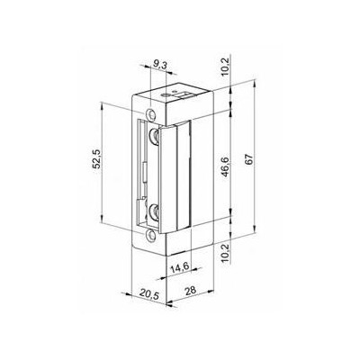 54AaFlex - El.zámek bez momentového kolíku, pulzní , 8-12V, kr. lišta